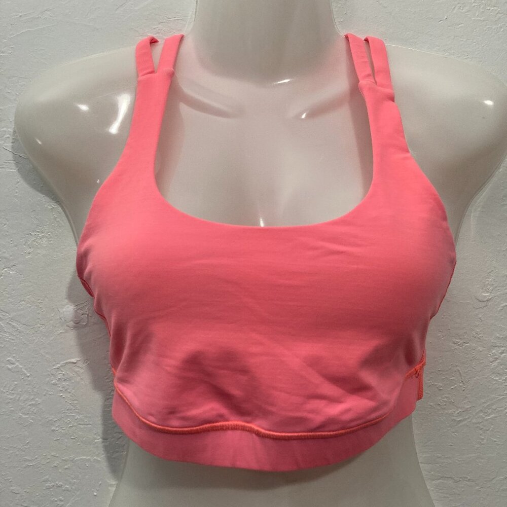 Lululemon Women’s Size 6 Energy Bra Long Line Neon Orange Sports Bra Crossback - Picture 3 of 10
